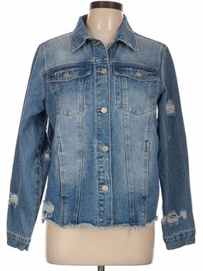 Classic Blue Denim Distressed Jean Jacket